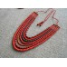 Necklace Korali of ceramic beads red/black 7 threads